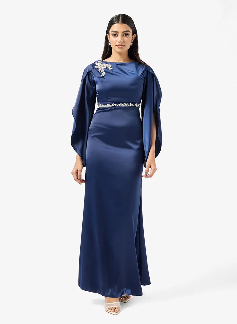 Khizana  Embellished Dress With Slit Sleeves for Women | Best Price UAE